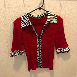 Women’s red and zebra blouse